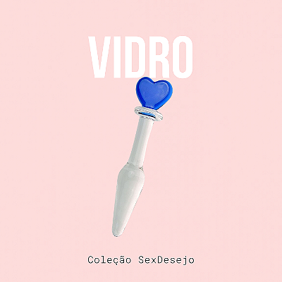Plug Anal de Vidro com Base de Coração - 14,5 x 2,5 cm
