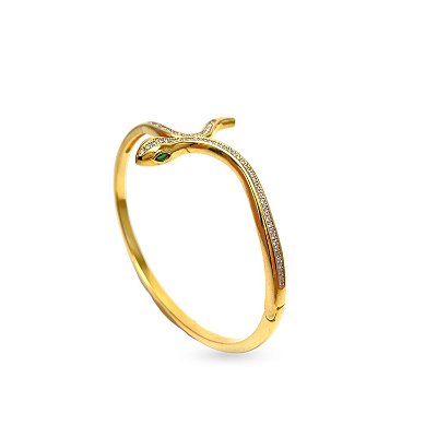 BRACELETE MODERNO COBRA FOLHEADO A OURO 18K.