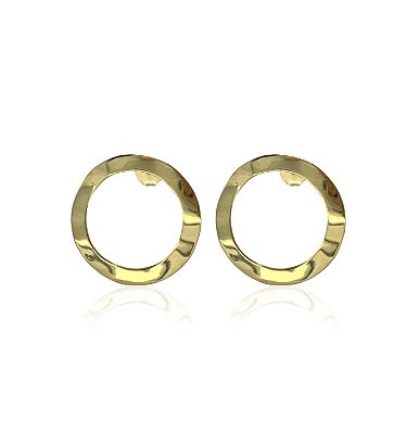 BRINCO CÍRCULO ARGOLA FRONTAL MARTELADA CARMEM FOLHEADO A OURO 18K.