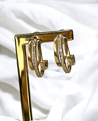 BRINCO ELEGANCE MARGOT FOLHEADO A OURO 18K.
