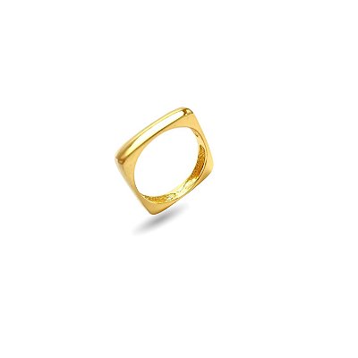 ANEL LISO QUADRADO FOLHEADO 18K.