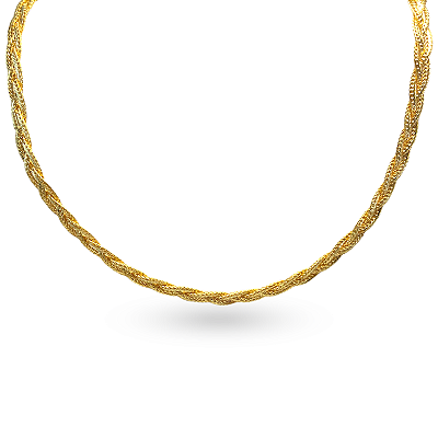 COLAR CHOKER TRANÇADO 30CM+10 CM EXTENSOR FOLHEADO A OURO 18K.