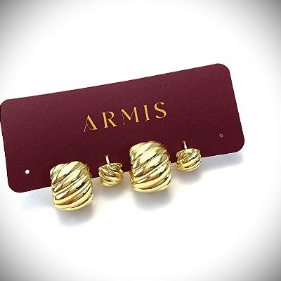 BRINCO ARGOLINHA CROISSANT DE CLIQUE P FOLHEADO A OURO 18K.