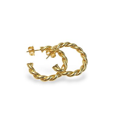 BRINCO SABRINA ARGOLA TRANÇADA FOLHEADO A OURO 18K.