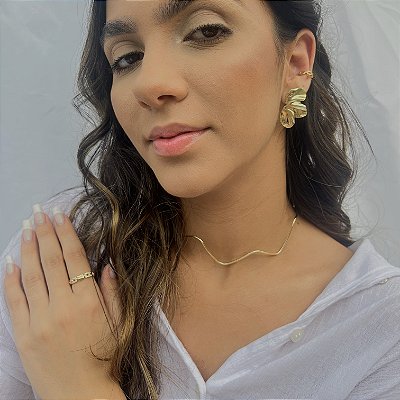 COLAR ISABELLA ARO ZIGZAG  FOLHEADO A OURO 18K.