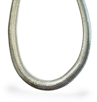 COLAR MALHA 1cm COM APROX. 40cm BANHADO A PRATA.