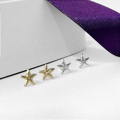 BRINCO ESTRELA DO MAR BANHADO A PRATA.