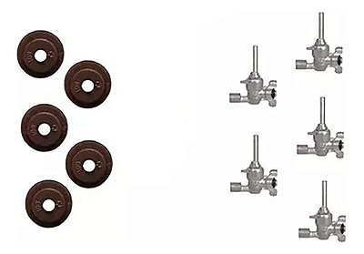 Kit 5 Registro Ramal Cooktop Fischer+5 Borrachas De Vedação