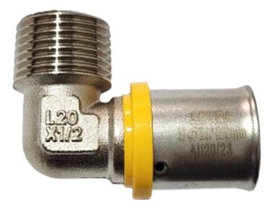 Cotovelo c/Rosca Macho p/Gas 20mm - 1/2"