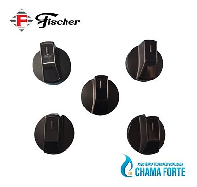 Kit 5 Botões Manipuladores Manipulos Fogão De Piso Fischer