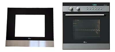 Vidro Forno Fischer Maximus Original C/suport Perfil Inox ( Vidro externo da porta com suportes e perfil inox )