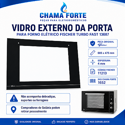 Vidro Externo Porta Forno Fischer Turbo Fast 13687 475x665mm