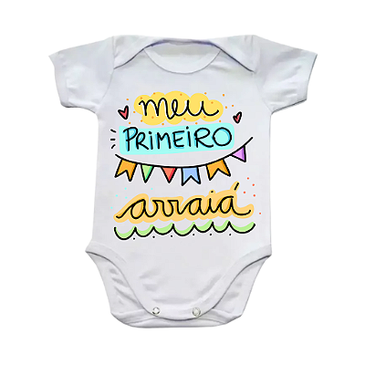 Body Bebê Festa Junina Meu Primeiro Arraiá Menino Azul