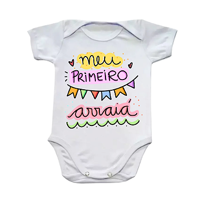 Body Bebê Festa Junina Meu Primeiro Arraiá Menina Rosa