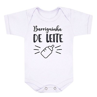 Body Bebê Personalizado Manga Curta Branco Barriguinha de Leite