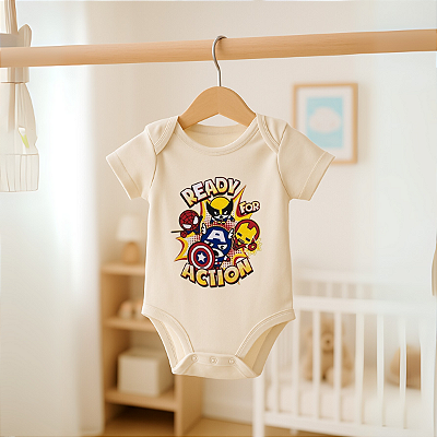 Body para Bebê Infantil Algodão Suedine Estampado Heróis