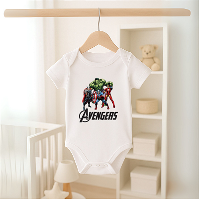 Body para Bebê Infantil Algodão Suedine Estampado Avengers