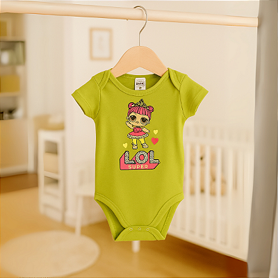 Body para Bebê Infantil Algodão Suedine Estampado Lol Verde