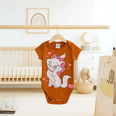 Body para Bebê Infantil Algodão Suedine Estampado Gata