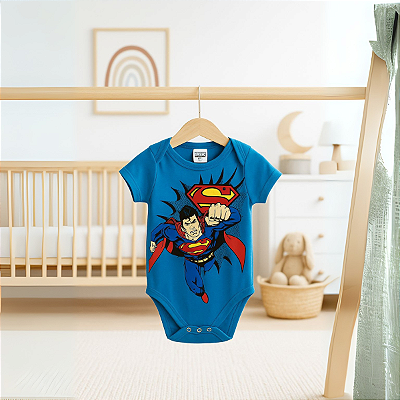 Body para Bebê Infantil Algodão Suedine Estampado Azul