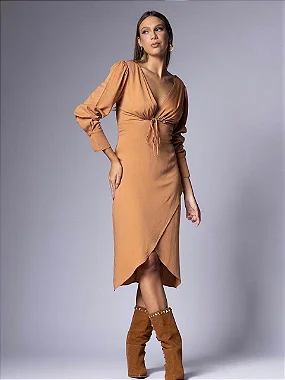 Vestido Viscose Saia Transpassada