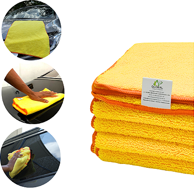 Kit Panos de Microfibra para Limpeza Automotiva 40x60 300GSM Premium Amarelo - Kits Atacado 100un