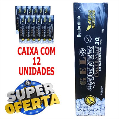Gelo Quente Extra forte 30 ervas - Gel massageador - Caixa com 12 unidades.