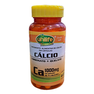 Cálcio Carbonato+Quelato 60 Cápsulas - Unilife