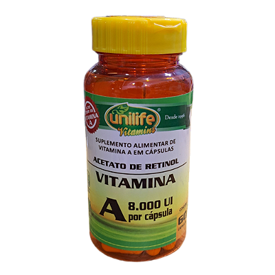 Vitamina A 8000UI (Retinol) 60 Cápsulas - Unilife