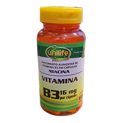 Vitamina B3 Niacina 60 Cápsulas - Unilife
