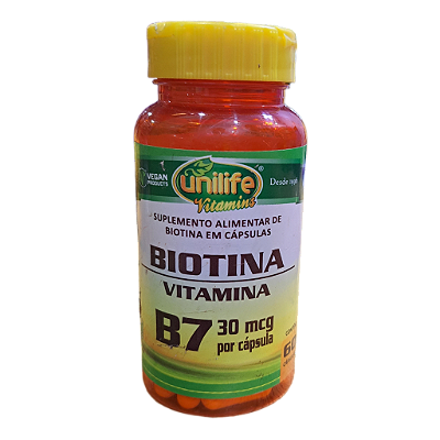 Vitamina B7 Biotina 60 Cápsulas - Unilife