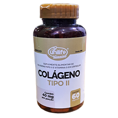 Colágeno tipo 2 e Vitamina D 60 Cápsulas Unilife