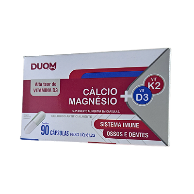 Cálcio + Magnésio + Vitaminas K2 e D3 Com 90 Cápsulas DUOM