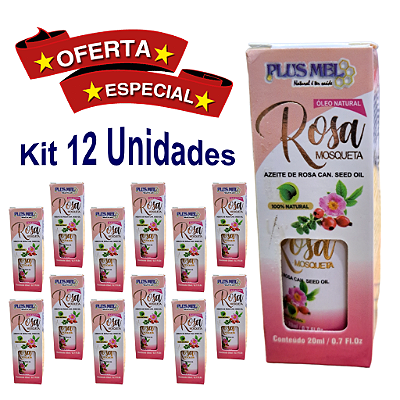 Óleo Vegetal Rosa Mosqueta 20ml - Plus Mel - Caixa 12 Unidades