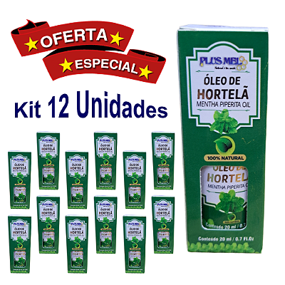 Óleo Vegetal Hortelã 20ml - Plus Mel - Caixa 12 Unidades