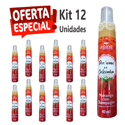 Perfume de calcinha MORANGO com CHAMPAGNE 40ml - APINIL - Cx. 12 Unidades