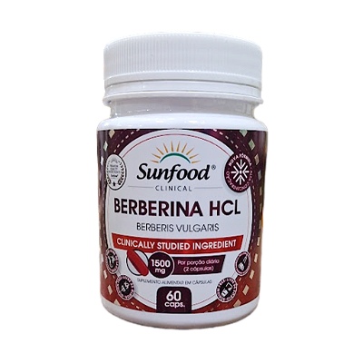 Berberina HCL 1500mg 60 Cápsulas - Sunfood