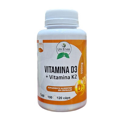 Vitamina D3 + Vitamina K2 500mg - 60 cápsulas - UNI ERVAS