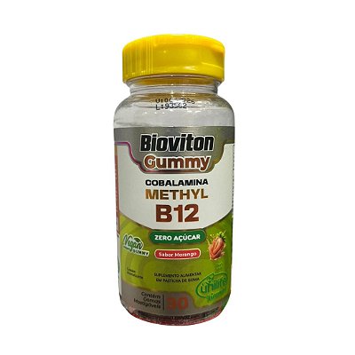 VITAMINA B12 - SABOR MORANGO - 30 GOMAS - UNILIFE