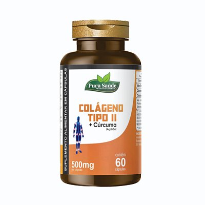 Colágeno tipo ll + Cúrcuma 60 cápsulas 500mg - Pura Saúde