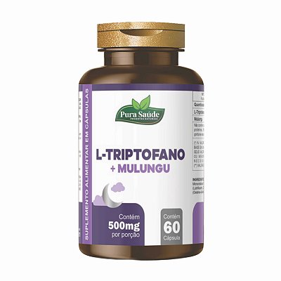L-triptofano + Mulungu 60 cápsulas 500mg - Pura Saúde