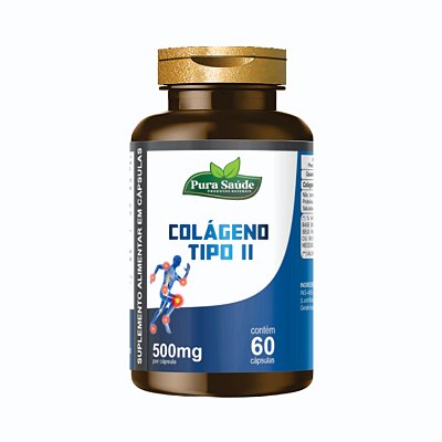 Colágeno tipo ll 60 cápsulas 500mg - Pura Saúde