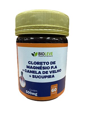Cloreto de magnésio p.a + Canela de velho + Sucupira 60 cápsulas - Bio Leve