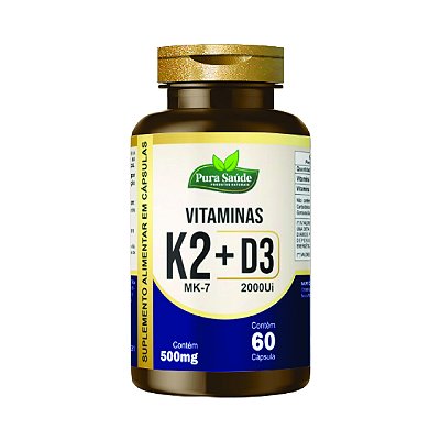 Vitamina K2 + D3 60 caps. - Pura Saúde