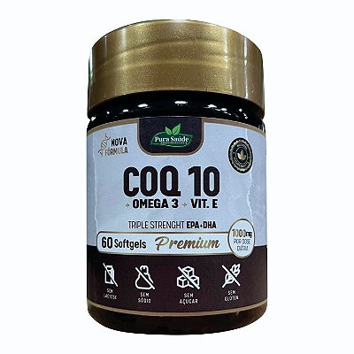 Coq 10 + Ômega 3 + Vitamina E 60 caps. - Pura Saúde