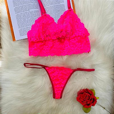 Top + Fio com base de Renda - Lingerie sensual