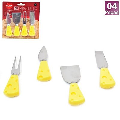 Kit de Queijo Inox 4 Peças Cabo Plástico