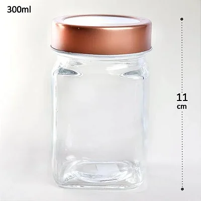 Porta Condimento Vidro 300ml Tampa Vidro Rosê - Caixa com 06 unidades