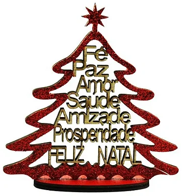 Enfeite Arvore com Palavras Glitter 18cm Natal
