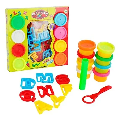 Kit Massinha de Modelar 36 Peças Molde Alfabeto